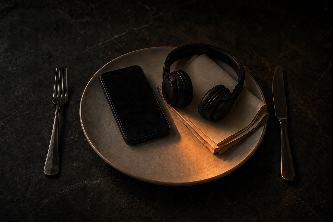 Conceptual illustration representing how the content we watch, read and listen to can affect our mental health.